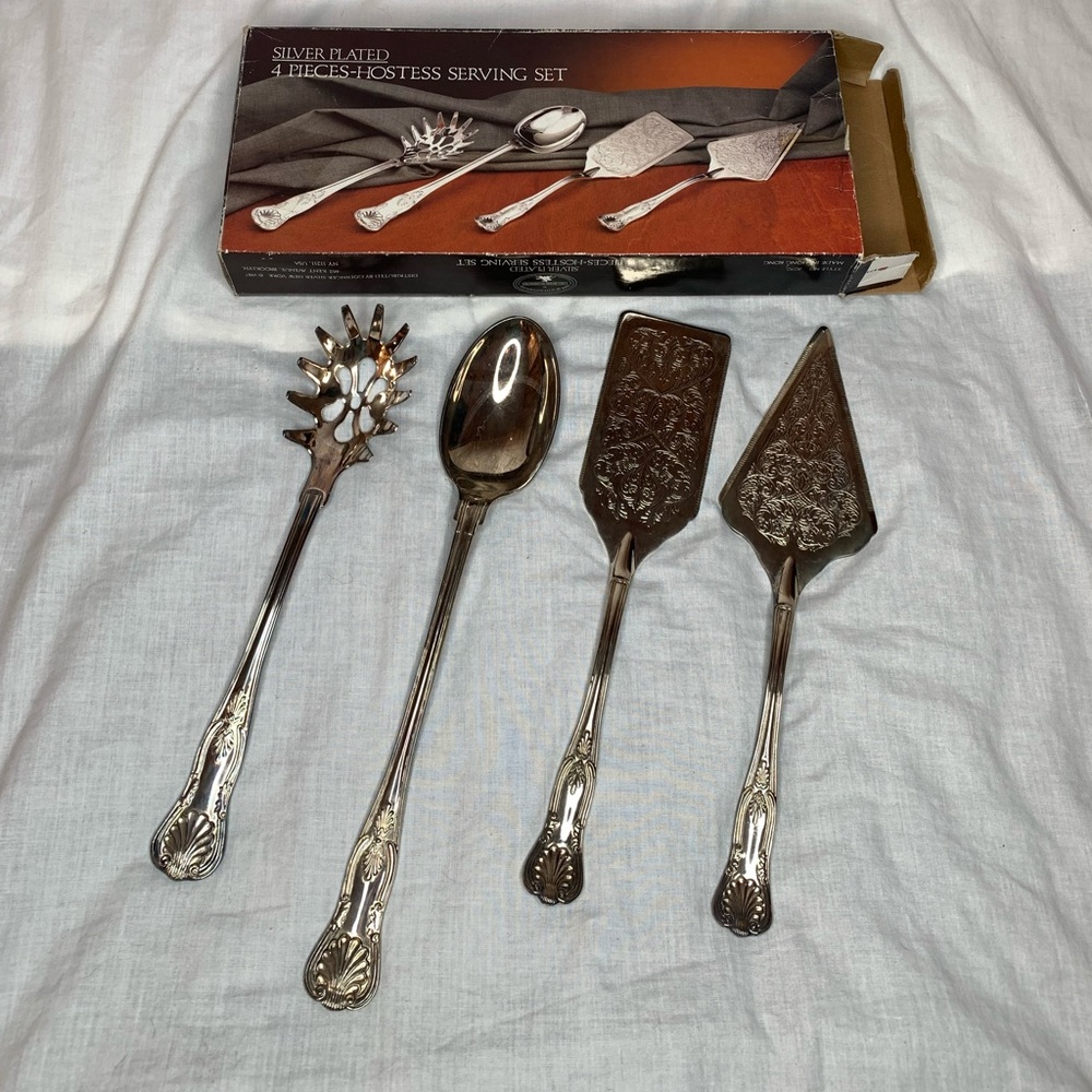 vintage 1987 Godinger silver plated 4 pieces-hostess serving set Paul Revere
